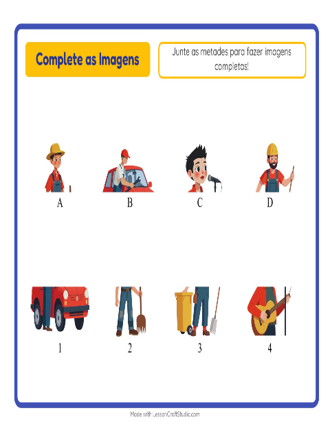 Pré-visualização da ficha de Pareamento De Sombras com Profissões para Educação infantil (pré-escola, 5-7 anos)