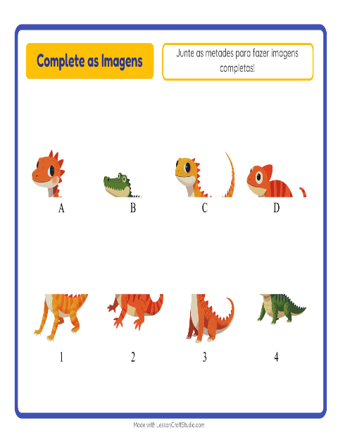Pré-visualização da ficha de Pareamento De Sombras com Répteis e anfíbios para Educação infantil (pré-escola, 5-7 anos)