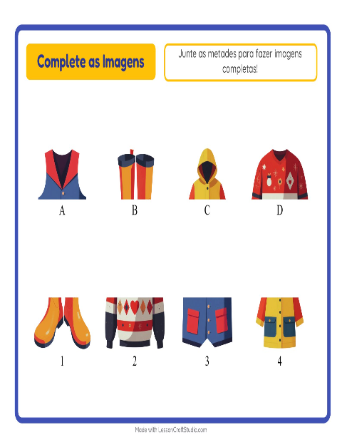 Pré-visualização da ficha de Pareamento De Sombras com Roupas para Educação infantil (pré-escola, 5-7 anos)