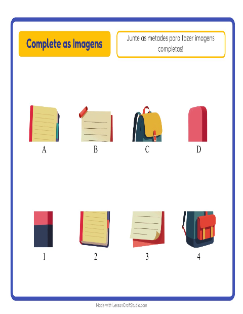 Pré-visualização da ficha de Pareamento De Sombras com Sala de aula para Educação infantil (pré-escola, 5-7 anos)