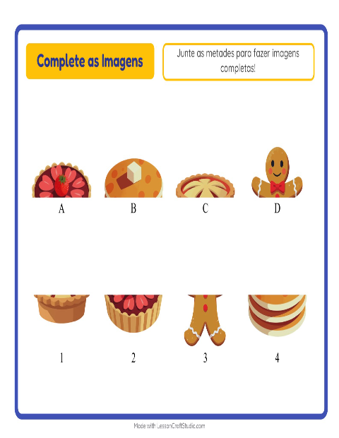 Pré-visualização da ficha de Pareamento De Sombras com Sobremesas e doces para Educação infantil (pré-escola, 5-7 anos)