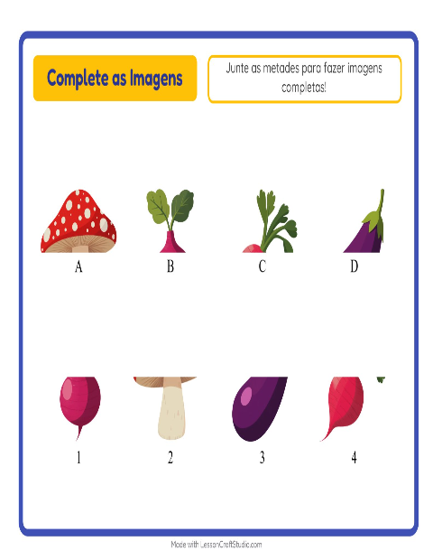 Pré-visualização da ficha de Pareamento De Sombras com Vegetais para Educação infantil (pré-escola, 5-7 anos)