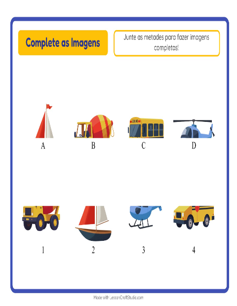 Pré-visualização da ficha de Pareamento De Sombras com Veículos para Educação infantil (pré-escola, 5-7 anos)