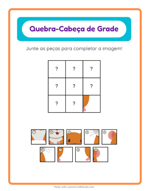 Pré-visualização da ficha de Pareamento Em Grade com Animais de estimação para Educação infantil (pré-escola, 5-7 anos)