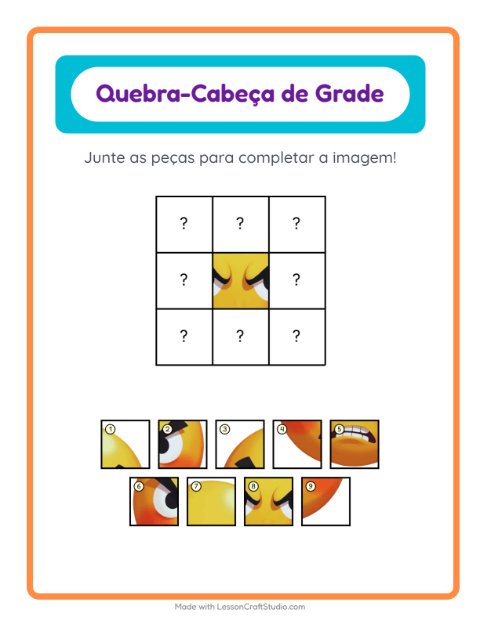 Pré-visualização da ficha de Pareamento Em Grade com Emoções para Educação infantil (pré-escola, 5-7 anos)