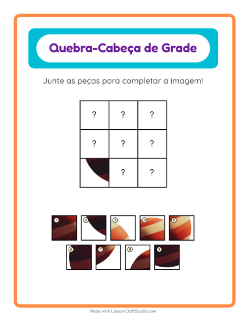 Pré-visualização da ficha de Pareamento Em Grade com Espaço para Educação infantil (pré-escola, 5-7 anos)