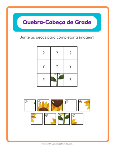 Pré-visualização da ficha de Pareamento Em Grade com Flores para Educação infantil (pré-escola, 5-7 anos)