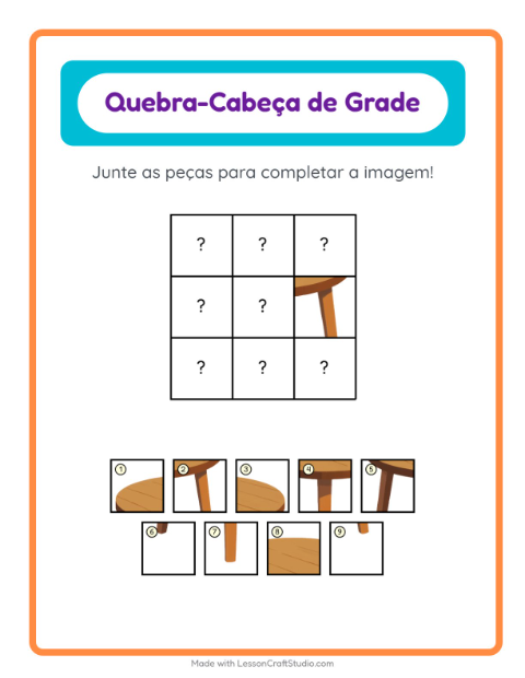 Pré-visualização da ficha de Pareamento Em Grade com Móveis para Educação infantil (pré-escola, 5-7 anos)