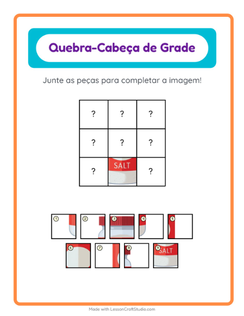 Pré-visualização da ficha de Pareamento Em Grade com No supermercado para Educação infantil (pré-escola, 5-7 anos)