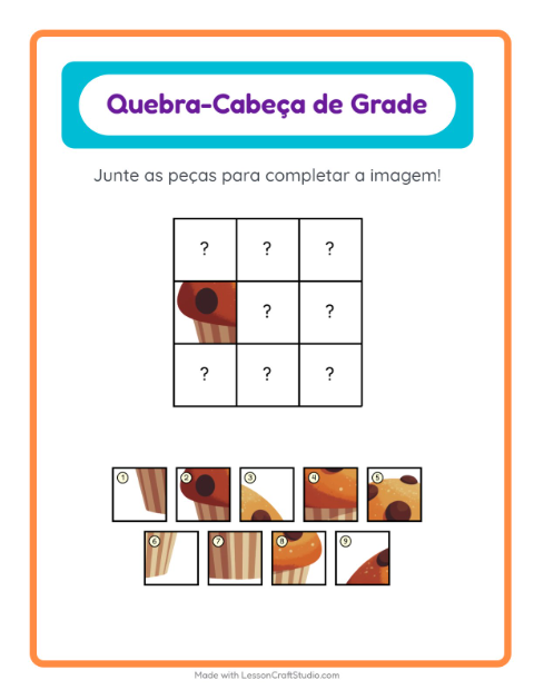 Pré-visualização da ficha de Pareamento Em Grade com Padaria para Educação infantil (pré-escola, 5-7 anos)