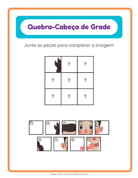 Pré-visualização da ficha de Pareamento Em Grade com Partes do corpo para Educação infantil (pré-escola, 5-7 anos)