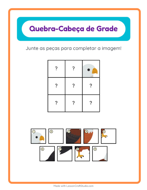 Pré-visualização da ficha de Pareamento Em Grade com Pássaros para Educação infantil (pré-escola, 5-7 anos)