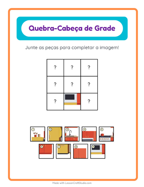 Pré-visualização da ficha de Pareamento Em Grade com Pela casa para Educação infantil (pré-escola, 5-7 anos)