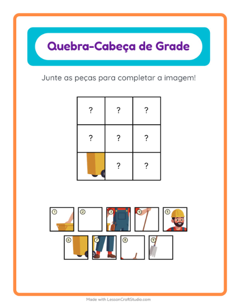 Pré-visualização da ficha de Pareamento Em Grade com Profissões para Educação infantil (pré-escola, 5-7 anos)