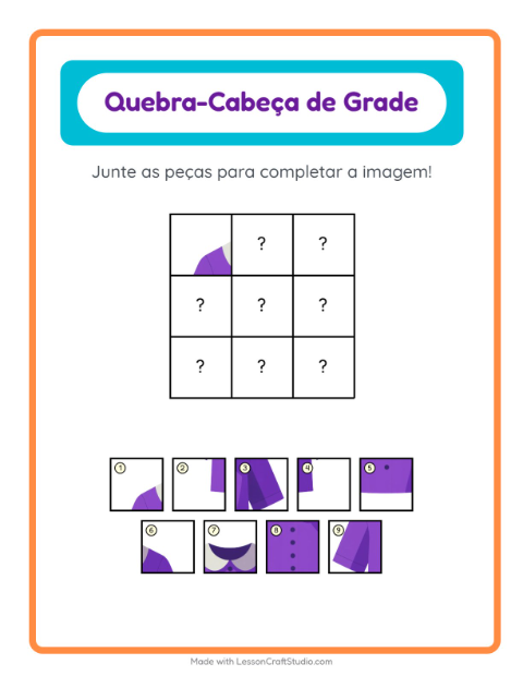 Pré-visualização da ficha de Pareamento Em Grade com Roupas para Educação infantil (pré-escola, 5-7 anos)