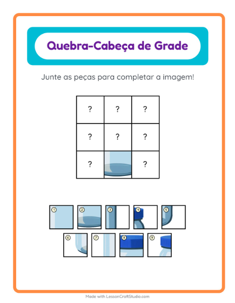 Pré-visualização da ficha de Pareamento Em Grade com Utensílios de cozinha para Educação infantil (pré-escola, 5-7 anos)