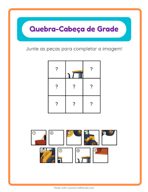 Pré-visualização da ficha de Pareamento Em Grade com Veículos para Educação infantil (pré-escola, 5-7 anos)