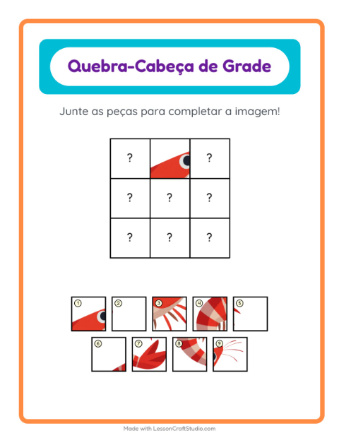 Pré-visualização da ficha de Pareamento Em Grade com Vida marinha para Educação infantil (pré-escola, 5-7 anos)