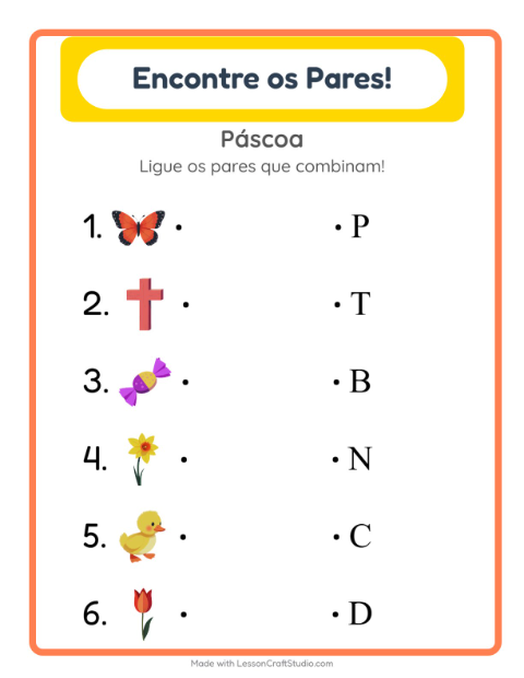 Pré-visualização da ficha de Pareamento com Páscoa para Educação infantil (pré-escola, 5-7 anos)