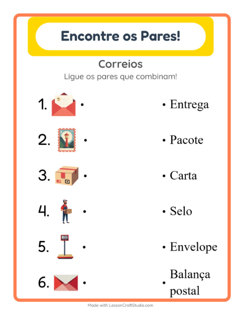 Pré-visualização da ficha de Pareamento para Educação infantil (pré-escola, 5-7 anos)