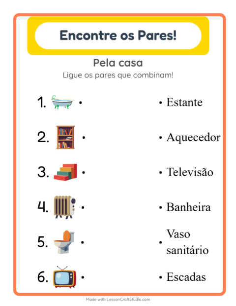 Pré-visualização da ficha de Pareamento para Educação infantil (pré-escola, 5-7 anos)