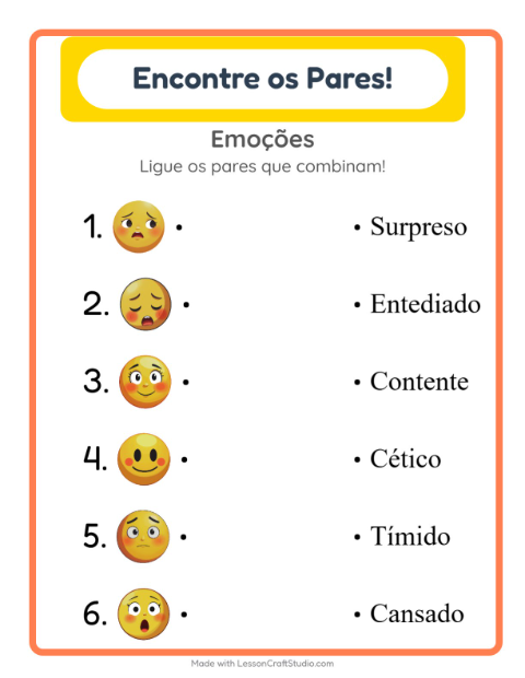 Pré-visualização da ficha de Pareamento para Educação infantil (pré-escola, 5-7 anos)