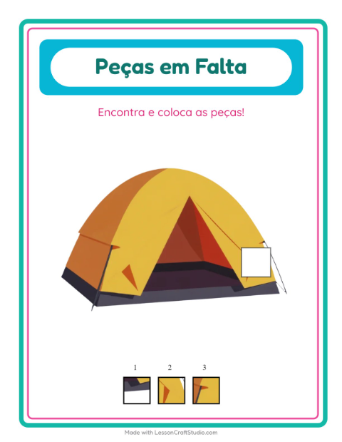 Pré-visualização da ficha de Peças Faltantes com Atividades para Educação infantil (pré-escola, 5-7 anos)