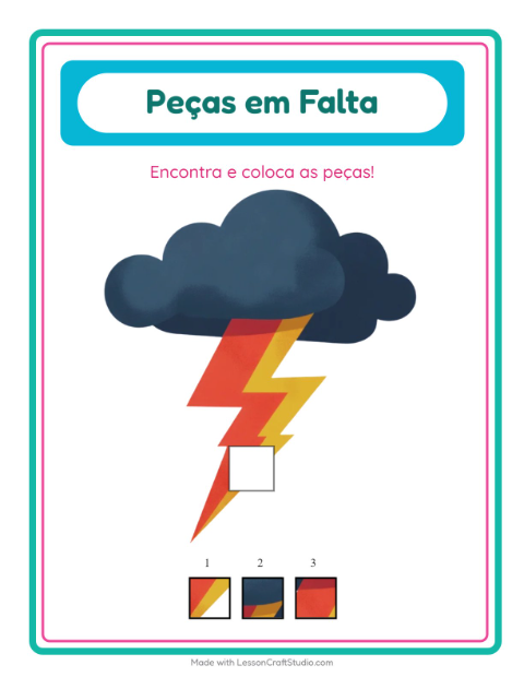 Pré-visualização da ficha de Peças Faltantes com Clima para Educação infantil (pré-escola, 5-7 anos)