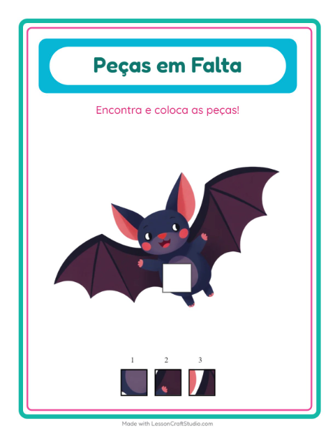 Pré-visualização da ficha de Peças Faltantes com Criaturas da floresta para Educação infantil (pré-escola, 5-7 anos)