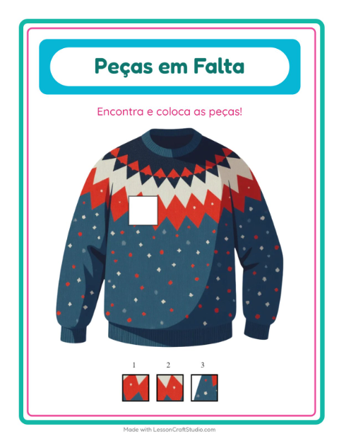 Pré-visualização da ficha de Peças Faltantes com Inverno para Educação infantil (pré-escola, 5-7 anos)