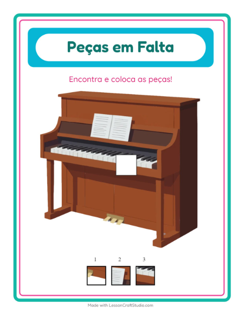 Pré-visualização da ficha de Peças Faltantes com Música para Educação infantil (pré-escola, 5-7 anos)