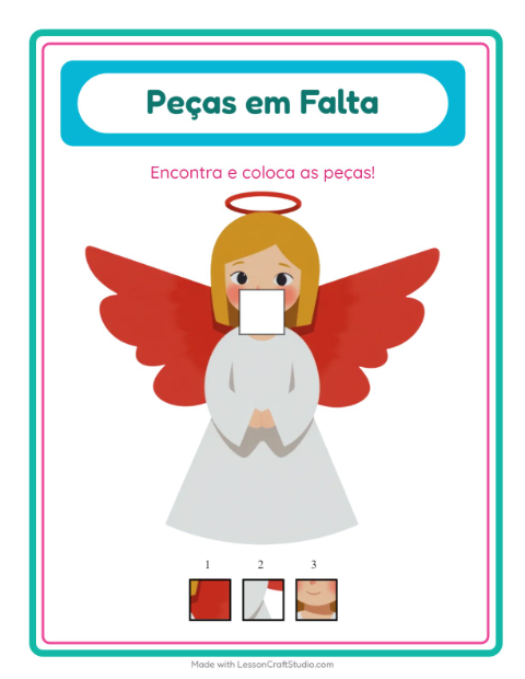 Pré-visualização da ficha de Peças Faltantes com Natal para Educação infantil (pré-escola, 5-7 anos)