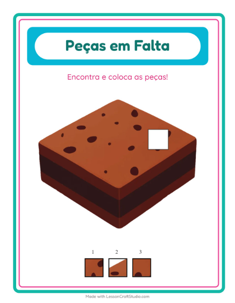 Pré-visualização da ficha de Peças Faltantes com Padaria para Educação infantil (pré-escola, 5-7 anos)
