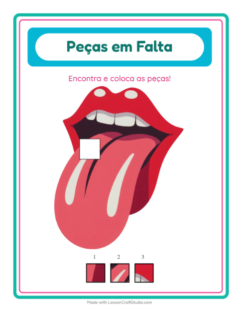 Pré-visualização da ficha de Peças Faltantes com Partes do corpo para Educação infantil (pré-escola, 5-7 anos)