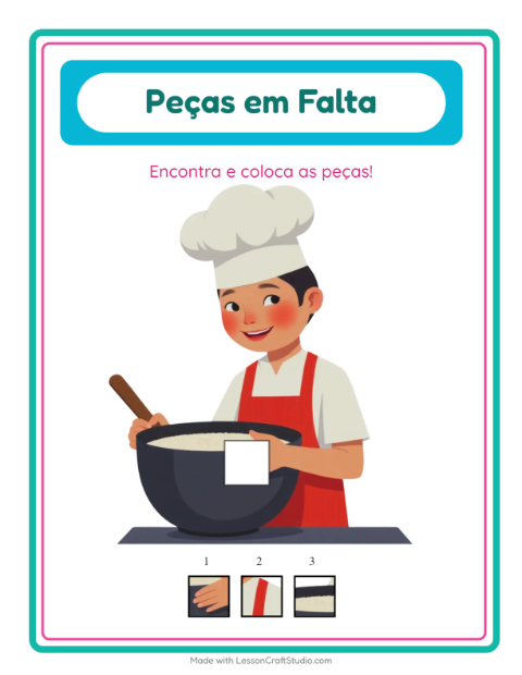 Pré-visualização da ficha de Peças Faltantes com Profissões para Educação infantil (pré-escola, 5-7 anos)