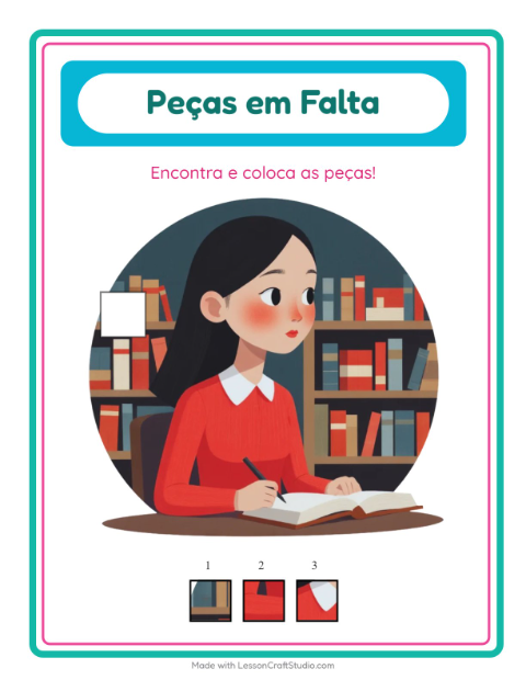 Pré-visualização da ficha de Peças Faltantes com Sala de aula para Educação infantil (pré-escola, 5-7 anos)