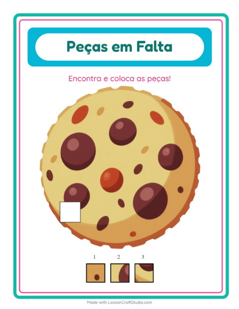 Pré-visualização da ficha de Peças Faltantes com Sobremesas e doces para Educação infantil (pré-escola, 5-7 anos)
