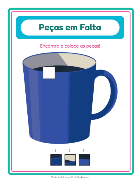 Pré-visualização da ficha de Peças Faltantes com Utensílios de cozinha para Educação infantil (pré-escola, 5-7 anos)