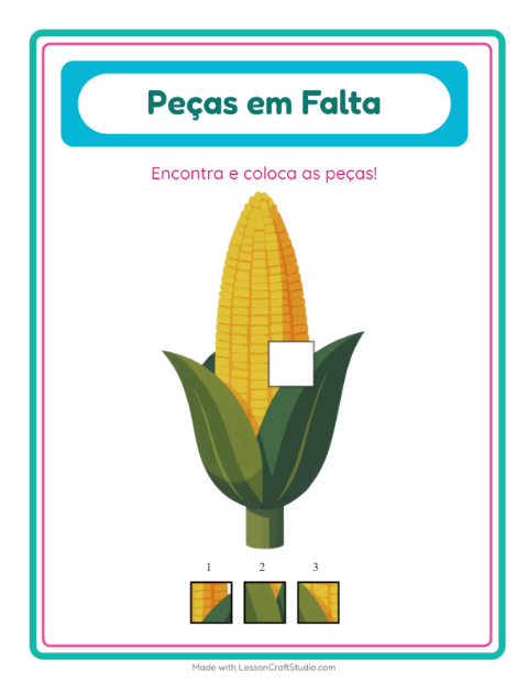 Pré-visualização da ficha de Peças Faltantes com Vegetais para Educação infantil (pré-escola, 5-7 anos)