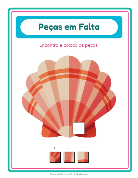 Pré-visualização da ficha de Peças Faltantes com Vida marinha para Educação infantil (pré-escola, 5-7 anos)