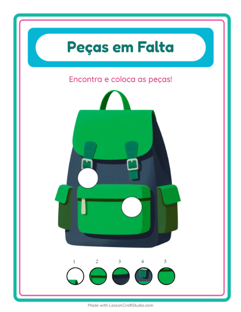 Pré-visualização da ficha de Peças Faltantes com Acessórios para Educação infantil (pré-escola, 5-7 anos)