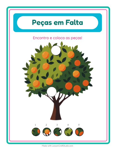 Pré-visualização da ficha de Peças Faltantes com Árvores para Educação infantil (pré-escola, 5-7 anos)