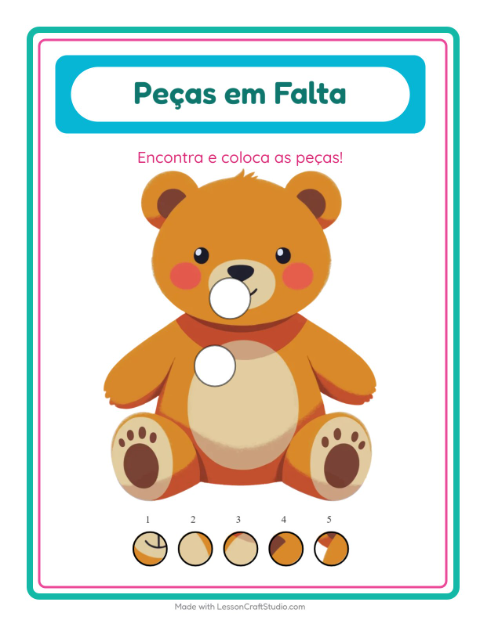 Pré-visualização da ficha de Peças Faltantes com Brinquedos para Educação infantil (pré-escola, 5-7 anos)
