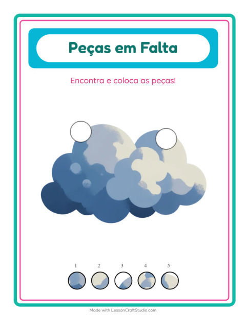 Pré-visualização da ficha de Peças Faltantes com Clima para Educação infantil (pré-escola, 5-7 anos)