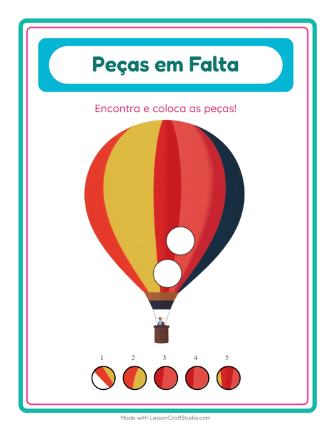 Pré-visualização da ficha de Peças Faltantes com Coisas que voam para Educação infantil (pré-escola, 5-7 anos)