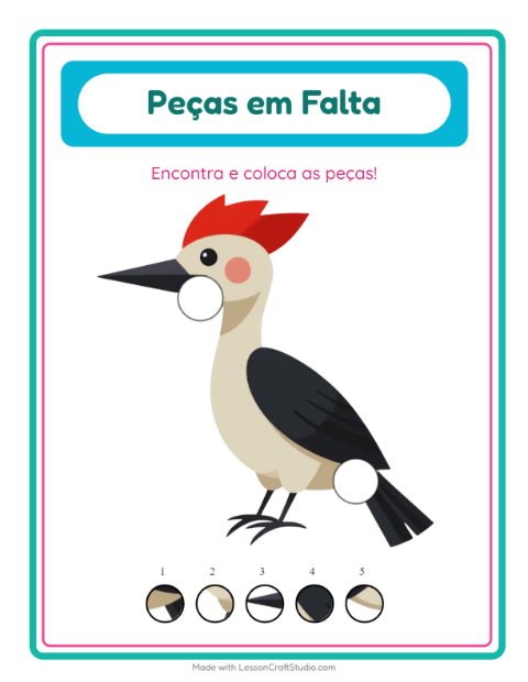 Pré-visualização da ficha de Peças Faltantes com Criaturas da floresta para Educação infantil (pré-escola, 5-7 anos)