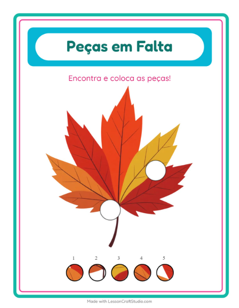 Pré-visualização da ficha de Peças Faltantes com Dia de Ação de Graças para Educação infantil (pré-escola, 5-7 anos)