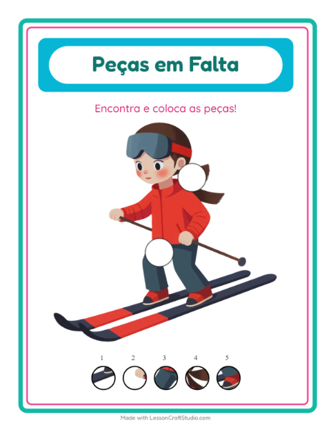 Pré-visualização da ficha de Peças Faltantes com Inverno para Educação infantil (pré-escola, 5-7 anos)