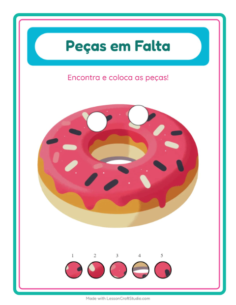 Pré-visualização da ficha de Peças Faltantes com Padaria para Educação infantil (pré-escola, 5-7 anos)