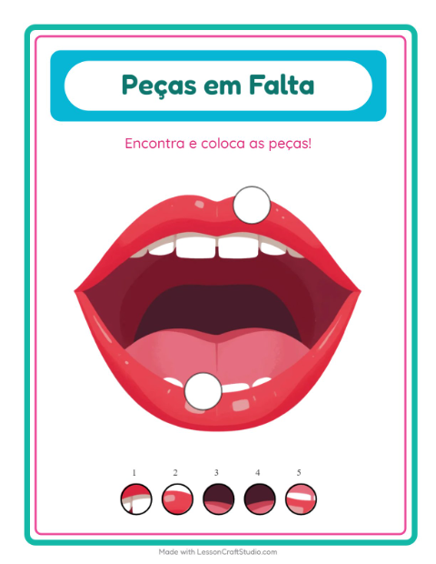 Pré-visualização da ficha de Peças Faltantes com Partes do corpo para Educação infantil (pré-escola, 5-7 anos)